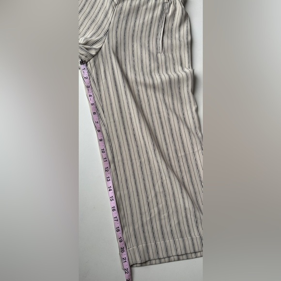 BCBGMaxazria Tan Black Striped Light Flowy Wide Leg Cropped Pants Women’s Small - Picture 7 of 8